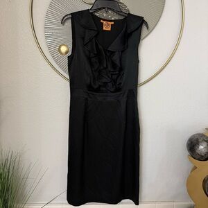 Tory Burch Black Ruffled Midi Dress